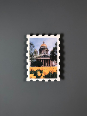 Открытка "Исаакиевский собор, тюльпаны" 93х67 мм