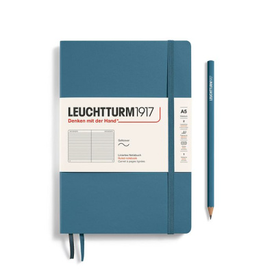 Записная книжка в линейку Leuchtturm Rising Colours А5 123 стр., мягкая обложка голубой камень
