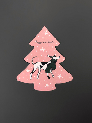 Открытка "Ёлочка. Собачка в шарфе"