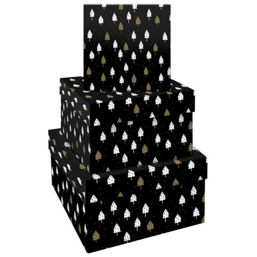 Набор квадратных коробок 3в1, MESHU "Christmas Night", (19,5*19,5*11-15,5*15,5*9см)