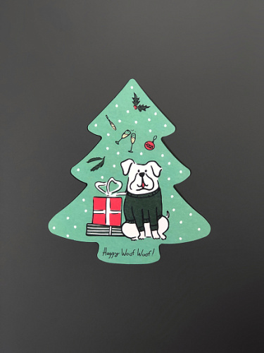 Открытка "Ёлочка. Бульдог"