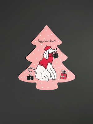 Открытка "Ёлочка. Собачка в берете"