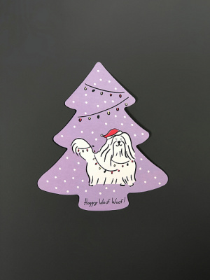 Открытка "Ёлочка. Болонка"