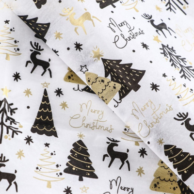 Бумага упаковочная тишью "Оленята",50 х 65 см