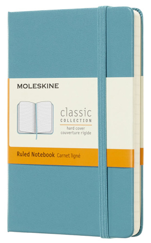 Записная книжка в линейку Moleskine "Classic" Pocket 9х14 см 192 стр., обложка голубая