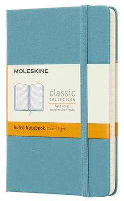 Записная книжка в линейку Moleskine "Classic" Pocket 9х14 см 192 стр., обложка голубая