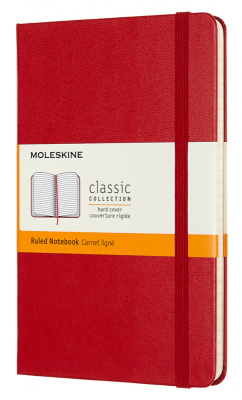 Записная книжка в линейку Moleskine "Classic" Medium 115х180 мм 240 стр., твердая обложка красная