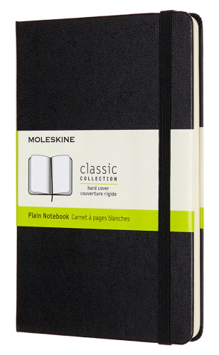 Записная книжка нелинованная Moleskine "Classic" Medium 11,5х18 см 240 стр, твердая обложка черная