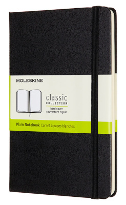 Записная книжка нелинованная Moleskine "Classic" Medium 11,5х18 см 240 стр, твердая обложка черная