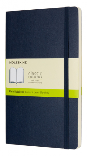Записная книжка нелинованная Moleskine "Classic Sof" Large, 130х210 мм 192 стр, обложка синий сапфир