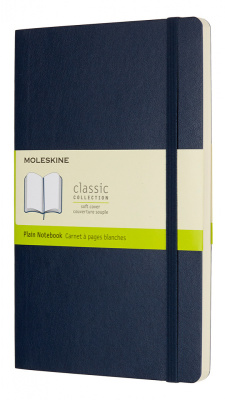 Записная книжка нелинованная Moleskine "Classic Sof" Large, 130х210 мм 192 стр, обложка синий сапфир