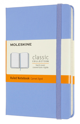 Записная книжка в линейку Moleskine "Classic" Pocket 9x14 см 192 стр., обложка голубая гортензия
