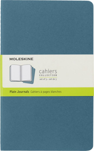 Блокнот нелинованный Moleskine "Cahier Journal" 3 шт Large 13х21 мм 84 стр, обложка голубая