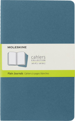 Блокнот нелинованный Moleskine "Cahier Journal" 3 шт Large 13х21 мм 84 стр, обложка голубая
