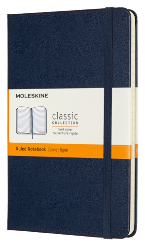 Записная книжка в линейку Moleskine "Classic" Medium 11,5х18 см 240 стр, твердая обложка синяя