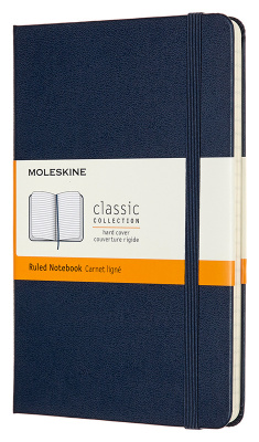 Записная книжка в линейку Moleskine "Classic" Medium 11,5х18 см 240 стр, твердая обложка синяя