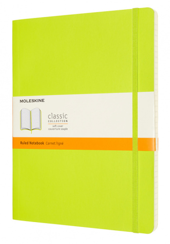 Записная книжка в линейку Moleskine "Classic Soft" XLarge 19х25 см 192 стр., обложка мягкая лайм