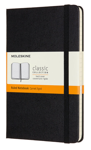 Записная книжка в линейку Moleskine "Classic" Medium 11,5х18 см 240 стр, твердая обложка черная