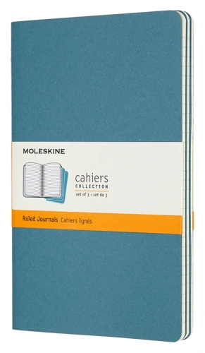 Блокнот в линейку Moleskine "Cahier Journal" 3 шт Large 13х21 мм 84 стр, обложка голубая