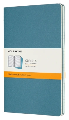 Блокнот в линейку Moleskine "Cahier Journal" 3 шт Large 13х21 мм 84 стр, обложка голубая