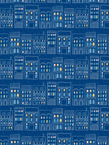 Упаковочная бумага "Город перед праздником" 70х100 см