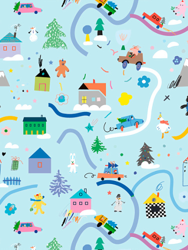 Упаковочная бумага "Праздничный переполох" 70х100 см