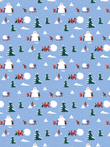 Упаковочная бумага "Игра в снежки" 70х100 см