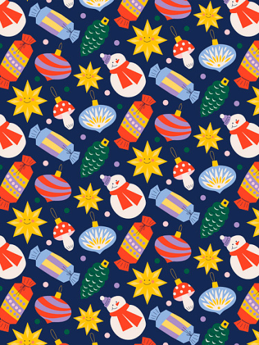 Упаковочная бумага "Игрушки и грибочек" 70х100 см