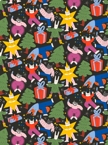 Упаковочная бумага "Новогодняя вечеринка" 70х100 см