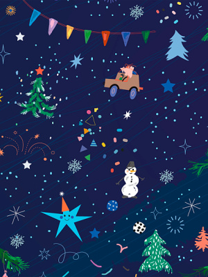 Упаковочная бумага "Новогодняя ночь" 70х100 см