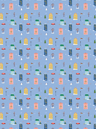Упаковочная бумага "Домики и машинка" 70х100 см