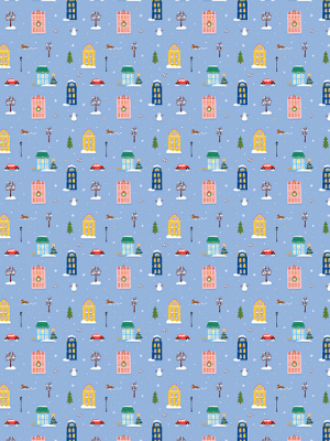Упаковочная бумага "Домики и машинка" 70х100 см