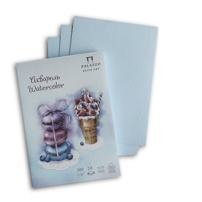 Планшет для акварели Лилия Холдинг "Кондитерская" А5 20 л 300 г, 100% хлопок, голубой