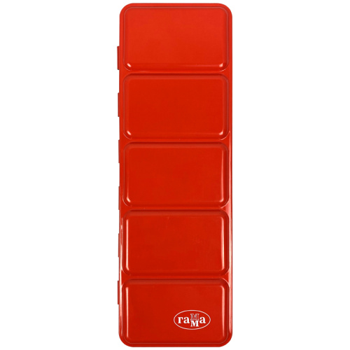 Пенал для акварели металлический Гамма, 21 кювета, красный