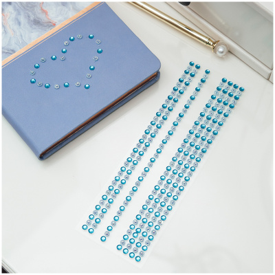 Наклейки акриловые MESHU "Blue line", 25*7,8см, стразы, 304 наклейки