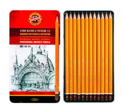 Набор карандашей чернографитных Koh-I-Noor "Art" 12 шт (8В-2Н) в металлической коробке