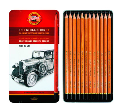 Набор карандашей чернографитных Koh-I-Noor "Art" 12 шт (8В-2Н) в металл коробке