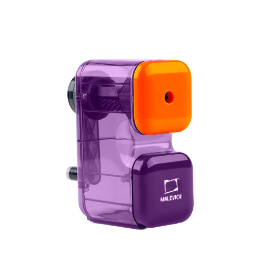 Точилка для художников механическая прозрачная Малевичъ, фиолетово-оранжевая