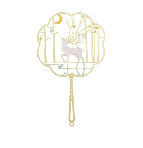 Закладка-веер для книг с кисточкой "Великолепный белый олень" (латунь)