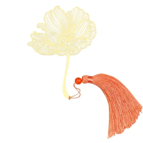 Закладка для книг с кисточкой "Дикий мак" (латунь, нейлон)