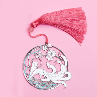 Закладка для книг с кисточкой "Мифическая девятихвостая лиса" (нержавеющая сталь)