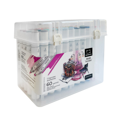 Набор маркеров спиртовых Малевичъ "GrafArt Brush" Базовый 60 цветов