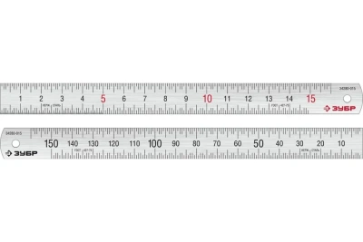 Линейка нержавеющая усиленная ЗУБР Про-15, длина 0,15 м