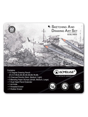 Набор для рисования и скетчинга Acmeliae 22 предмета, в металлическом футляре