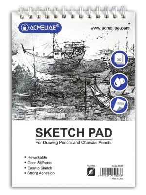 Скетчбук для рисования и графики Acmeliae 150 г 30 л, для карандашей и угля