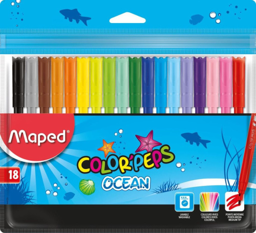 Набор фломастеров Maped "Colorpeps Ocean" 18 цв
