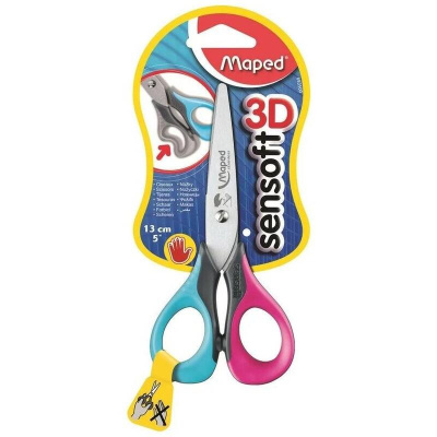 Ножницы детские Maped Sensoft 13см для левшей,эргономичные 3D-кольца