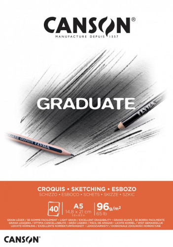 Альбом-склейка для набросков Canson "Graduate" A5 40 л 96 г