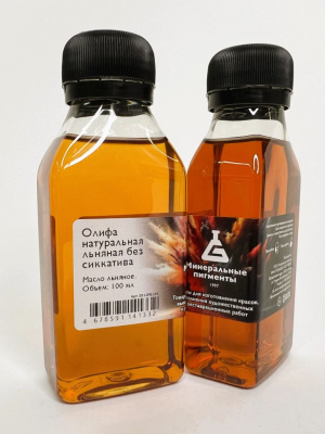 Олифа натуральная льняная б/сиккатива "Минеральные пигменты" флакон 100 мл