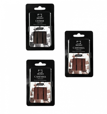 Набор графических материалов Малевичъ, квадратные мелки, 3 шт